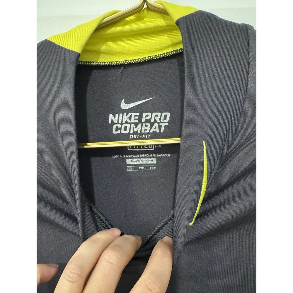NIKE Men's Long Sleeve Athletic Shirt Pullover XXL Black Yellow High Neck